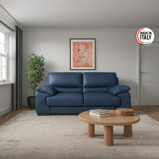 LauraAshley Falcon Italian Leather 2 Seater Sofa in Navy Blue