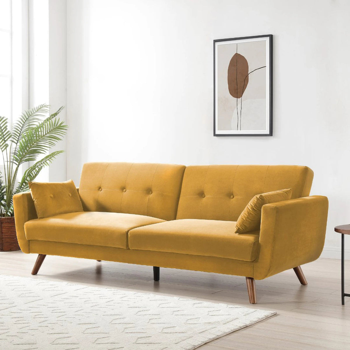 LauraAshley Hestia Old Gold Velvet 3 Seater Sofa Bed