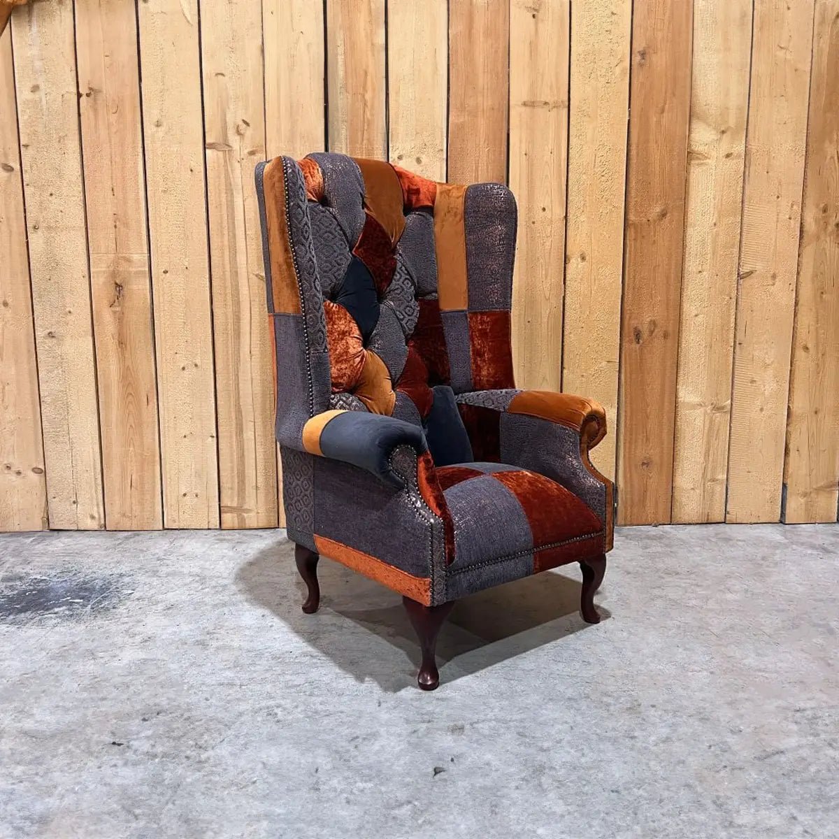 LauraAshley Oswald & Pablo Camborne Patchwork Velvet Chesterfield Wing Chair
