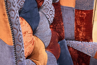 LauraAshley Oswald & Pablo Camborne Patchwork Velvet Chesterfield Wing Chair