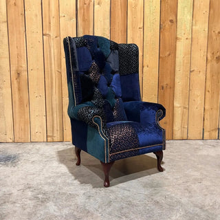 LauraAshley Oswald & Pablo Dorset Patchwork Velvet Chesterfield Wing Chair