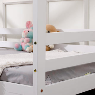 LauraAshley Teddy Kids Wooden House Treehouse Single Bed Frame with Guest Trundle in White