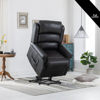 LauraAshley Windsor Black Leather Lift & Tilt Recliner (Dual Motor)