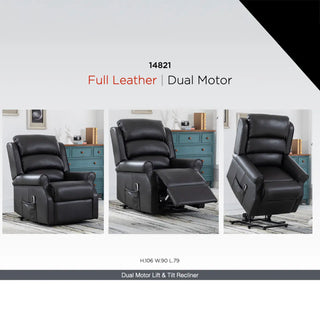 LauraAshley Windsor Black Leather Lift & Tilt Recliner (Dual Motor)