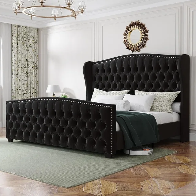 LauraAshley Wingback Upholstered Bed Frame