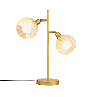 Laylah Glass Shade Feather & Black Table Lamp - Gold