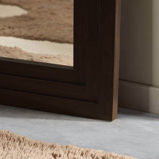 Lennon Arched Full Length Black & Feather Wood Mirror - Walnut