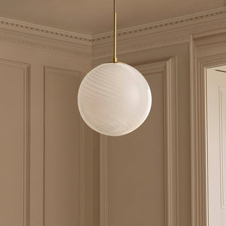 Leo Swirl Glass Fitted Feather & Black Ceiling Pendant - White/Clear
