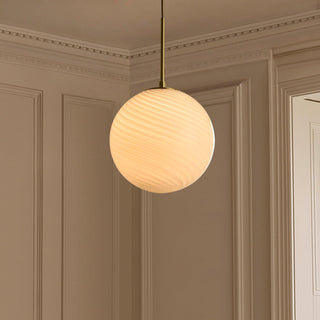 Leo Swirl Glass Fitted Feather & Black Ceiling Pendant - White/Clear