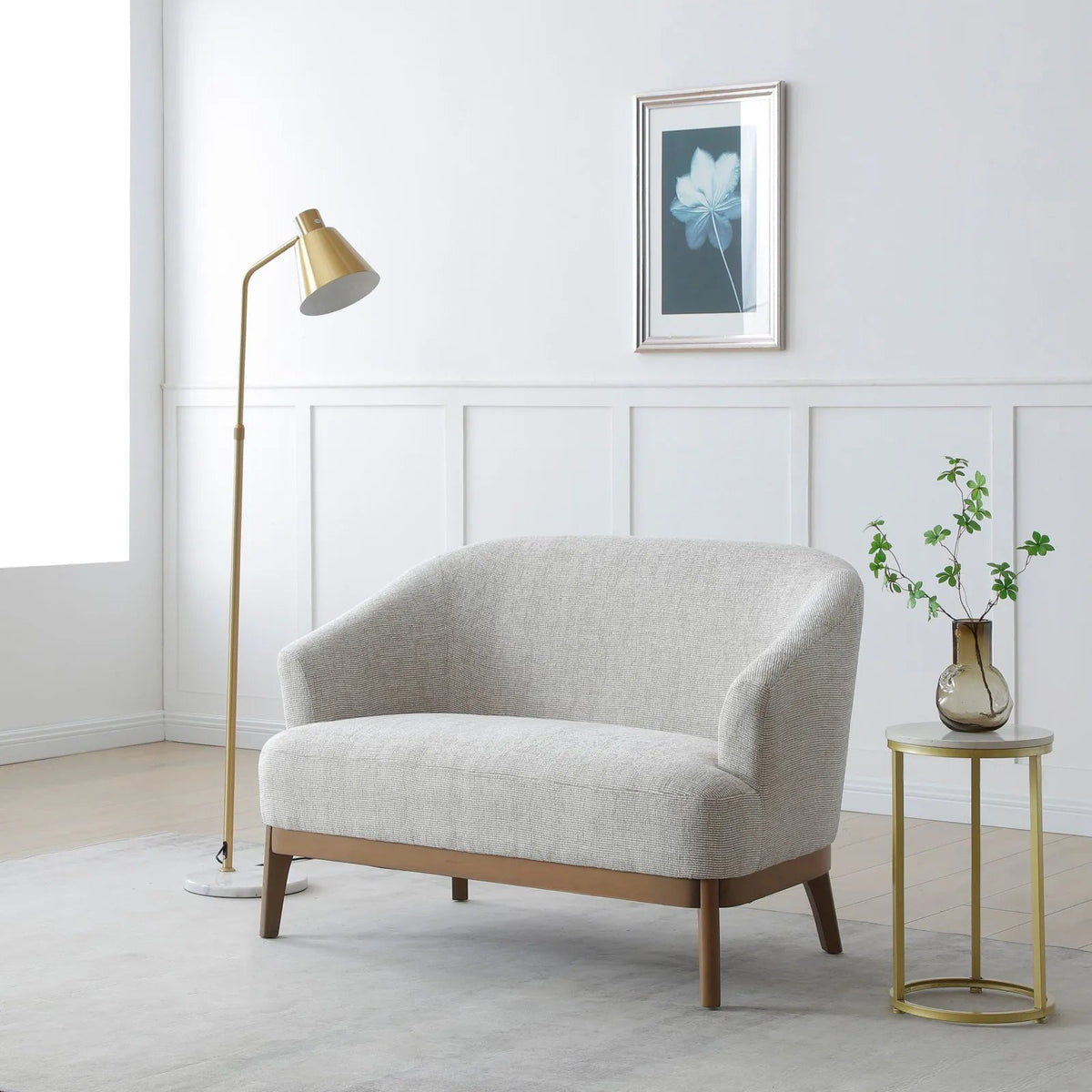 Leto Natural Woven Laura Ashley Chenille 2 Seater Chair