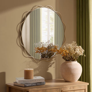 Liana Scallop Wall Feather & Black Mirror - Gold