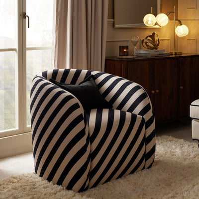 Liberty Accent Chair Black & Feather - Mono Stripe