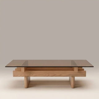 Line Rectangle Coffee Table | Laura Ashley Amber Brown Glass & Natural
