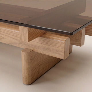Line Rectangle Coffee Table | Laura Ashley Amber Brown Glass & Natural