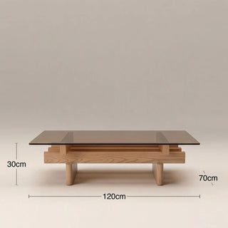 Line Rectangle Coffee Table | Laura Ashley Amber Brown Glass & Natural