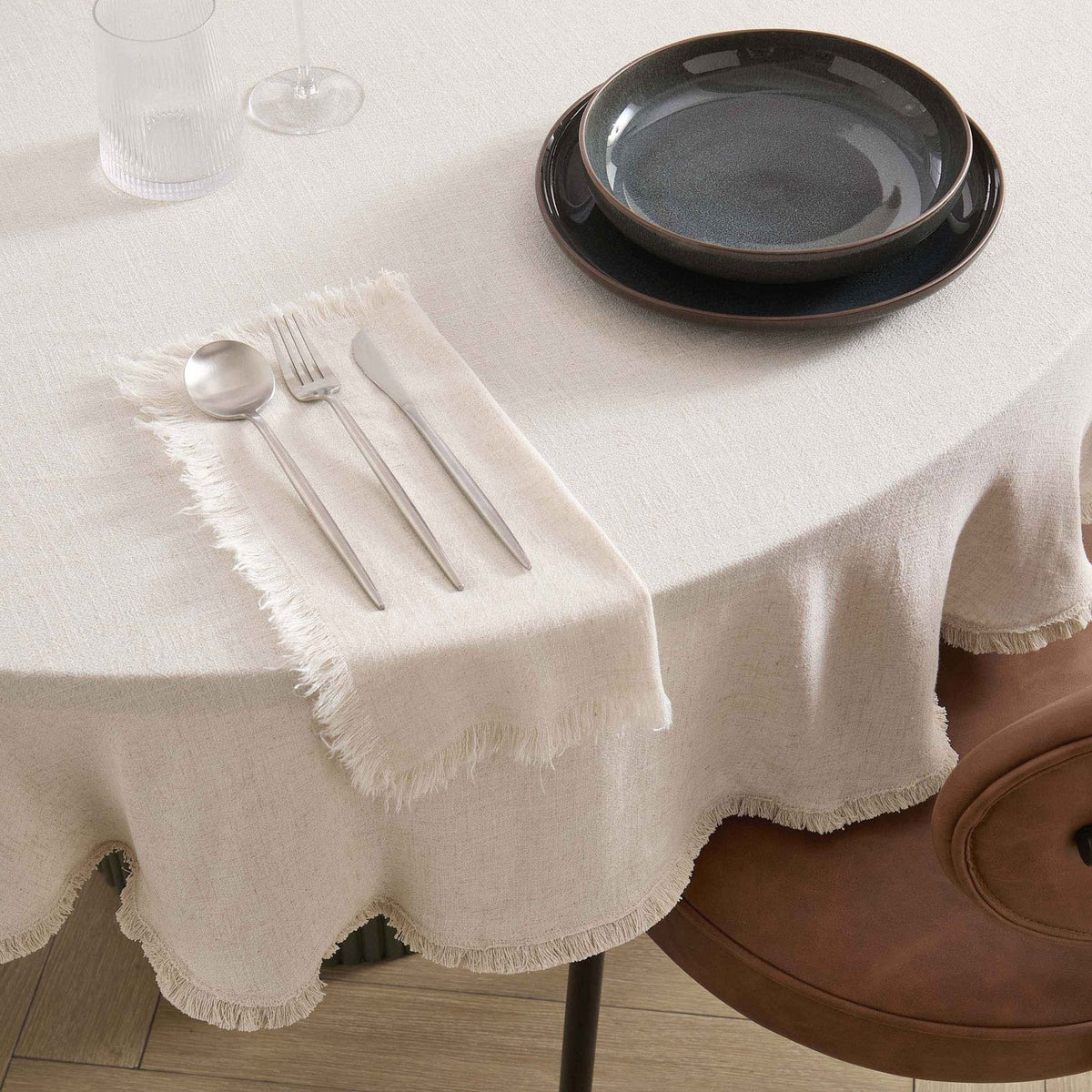 Linen Blend Round Tablecloth - Sand