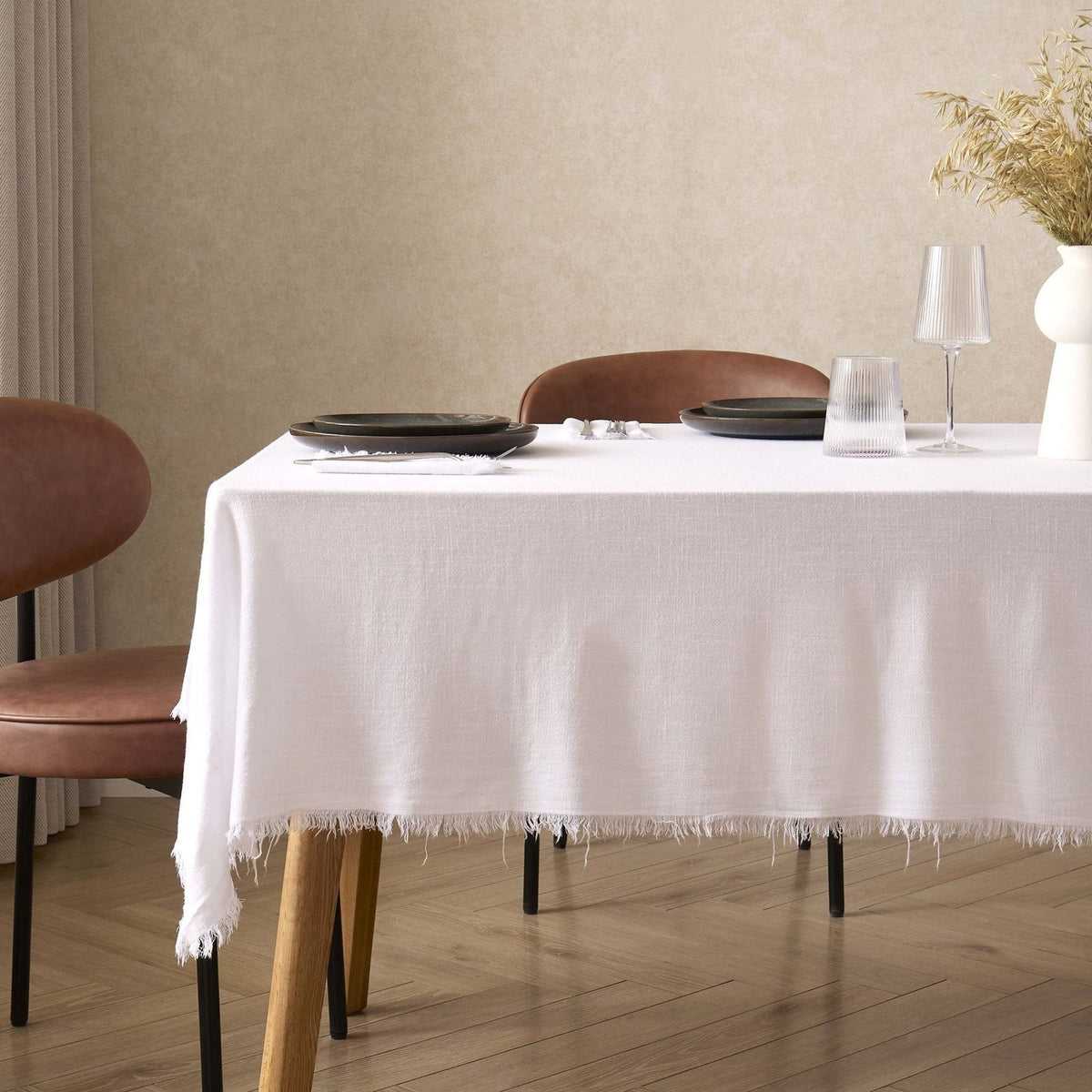Linen Blend Tablecloth - White