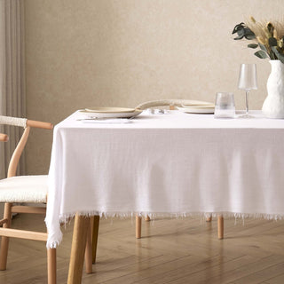 Linen Blend Tablecloth - White