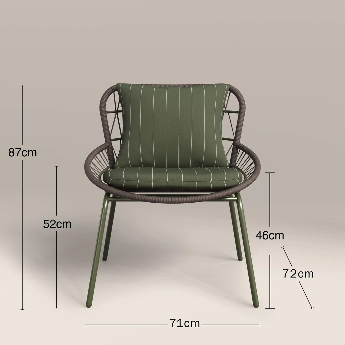Loren Garden Bistro Lounge  Set Laura Ashley | Moss Green Stripe & Rattan