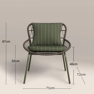 Loren Garden Bistro Lounge  Set Laura Ashley | Moss Green Stripe & Rattan