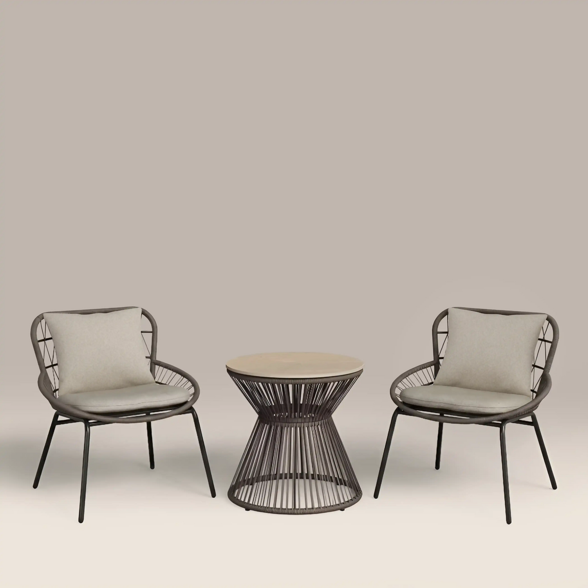 Loren Garden Bistro Lounge  Set |  Natural & Charcoal Rattan – Laura Ashley UK