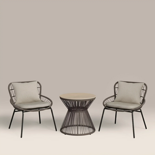Loren Garden Bistro Lounge  Set |  Natural & Charcoal Rattan – Laura Ashley UK