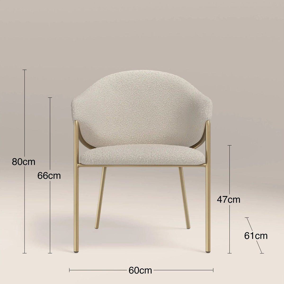 Luca Carver Dining Chair | Speckled Stone Sustainable Boucle & Brass – Laura Ashley UK