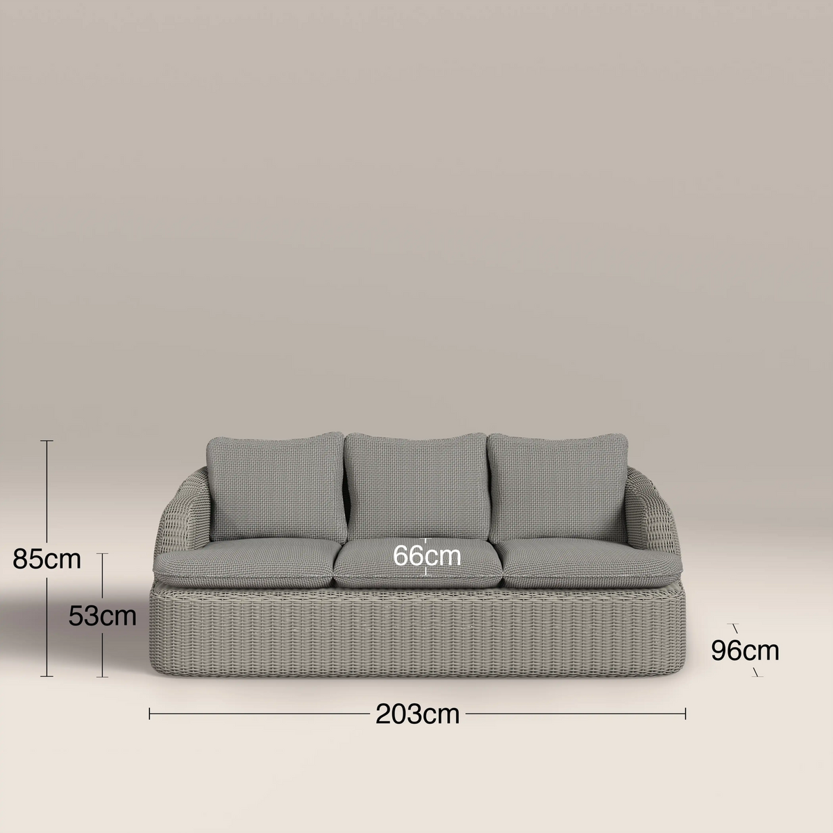 Lucia Garden Sofa Set | Dove Laura Ashley Grey Pattern Fabric & Putty Grey Rattan