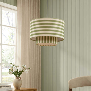Lucia Striped Double Tiered Feather & Black Ceiling Shade - Green