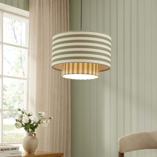 Lucia Striped Double Tiered Feather & Black Ceiling Shade - Green