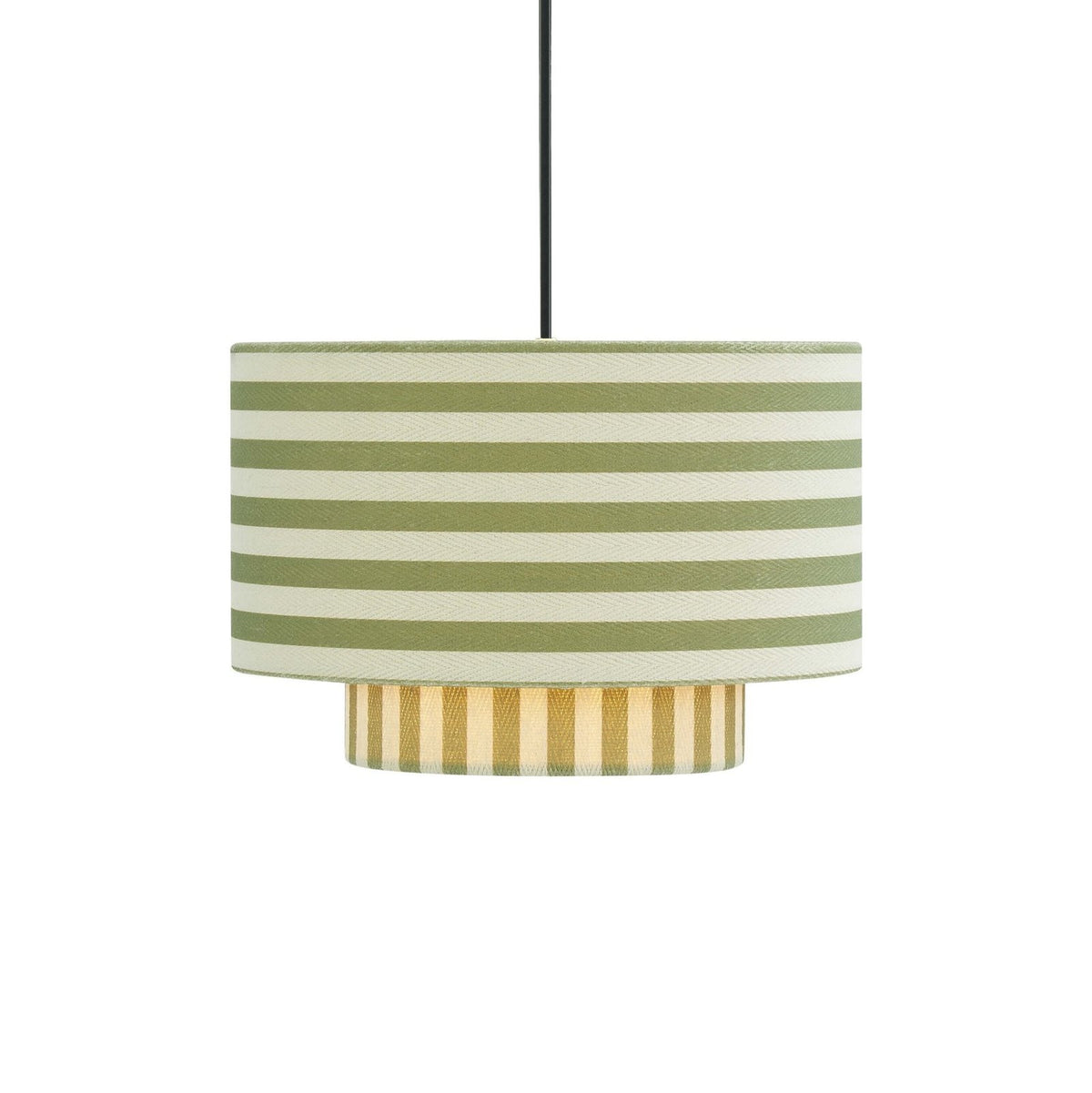 Lucia Striped Double Tiered Feather & Black Ceiling Shade - Green