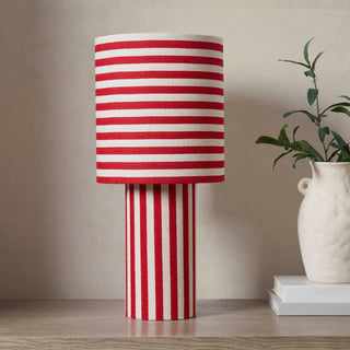Lucia Striped Table Feather & Black Lamp - Red/White