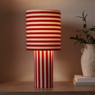 Lucia Striped Table Feather & Black Lamp - Red/White