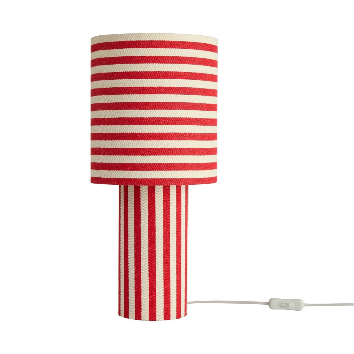 Lucia Striped Table Feather & Black Lamp - Red/White