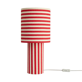 Lucia Striped Table Feather & Black Lamp - Red/White