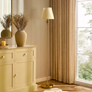 Lucille Ornate Floor Feather & Black Lamp - Brass