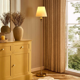 Lucille Ornate Floor Feather & Black Lamp - Brass