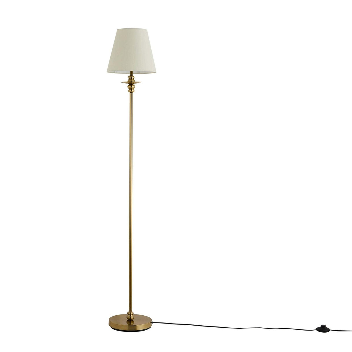 Lucille Ornate Floor Feather & Black Lamp - Brass