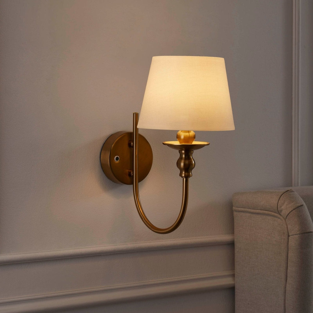 Lucille Ornate LED Rechargeable Wall Light - Brass – Feather & Black