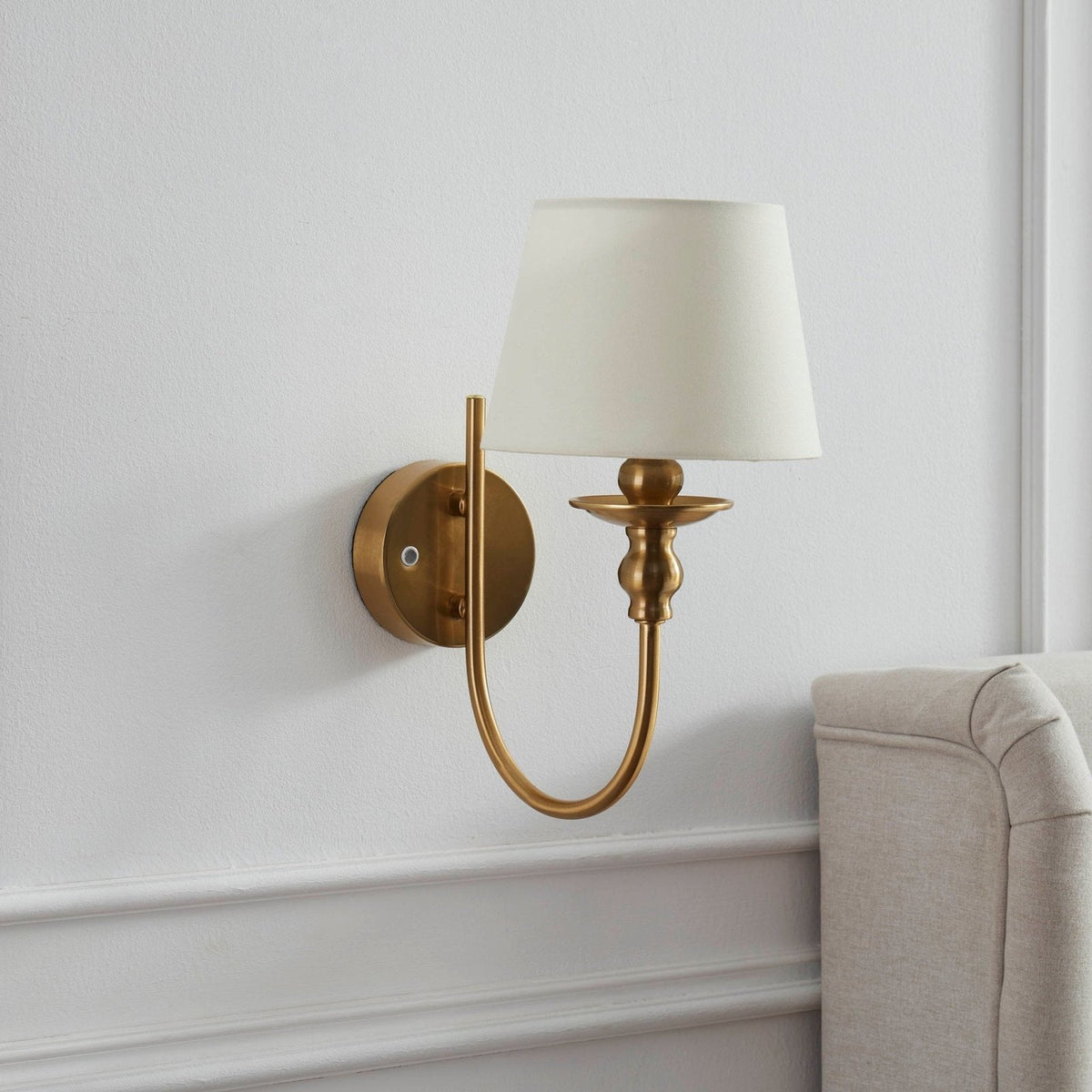 Lucille Ornate LED Rechargeable Wall Light - Brass – Feather & Black