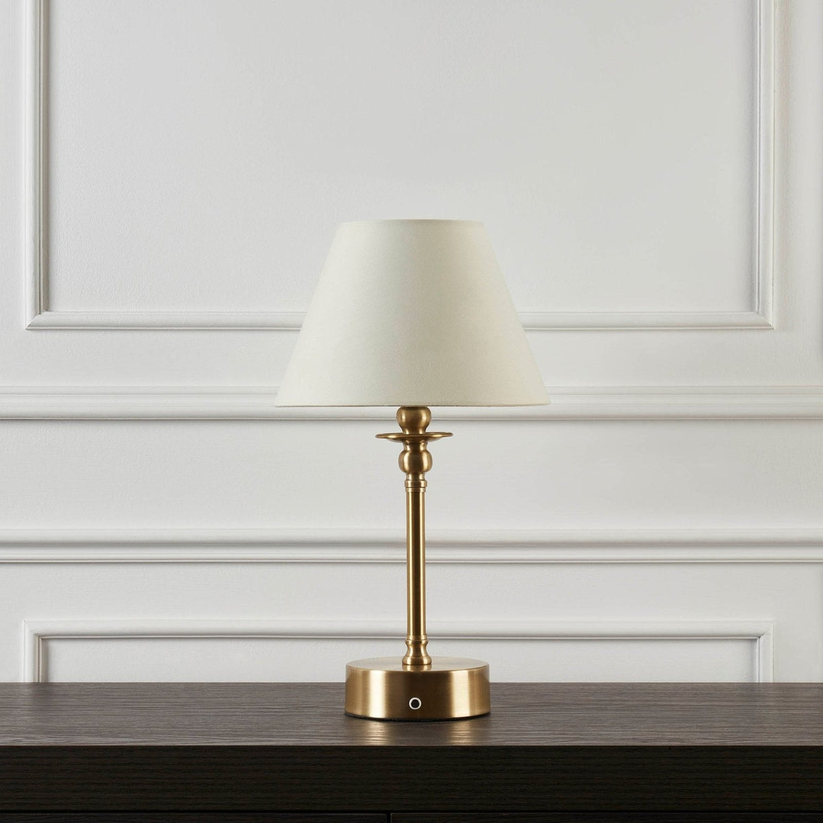 Lucille Ornate LED Rechargeable Wireless Lamp - Brass – Black & Feather
