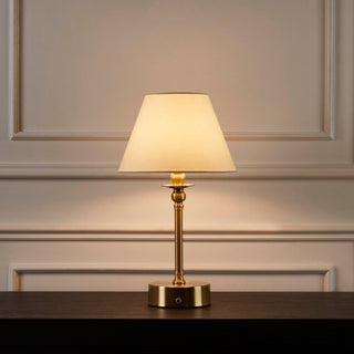 Lucille Ornate LED Rechargeable Wireless Lamp - Brass – Black & Feather