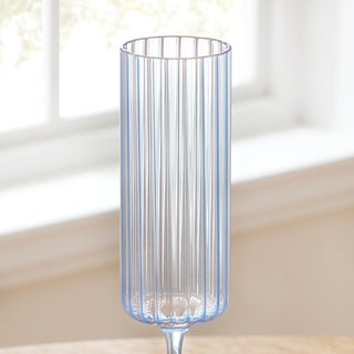 Lucinda Scalloped Edge Glass Flutes - Set of 4 - Blue – Black & Feather
