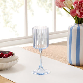 Lucinda Scalloped Edge Wine Glasses Feather & Black - Set of 4 - Blue