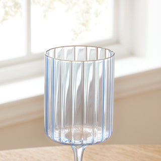 Lucinda Scalloped Edge Wine Glasses Feather & Black - Set of 4 - Blue