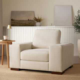 Lyon Armchair - Feather & Black Speckled Sand Boucle