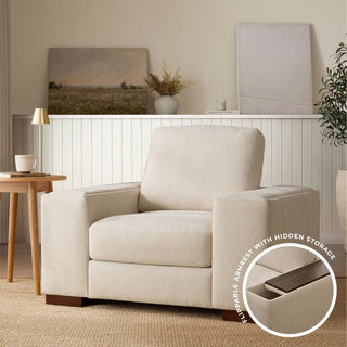 Lyon Armchair - Feather & Black Speckled Sand Boucle