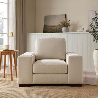 Lyon Armchair - Feather & Black Speckled Sand Boucle