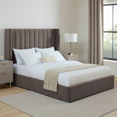Madison Ottoman Storage Feather & Black Bed - Taupe