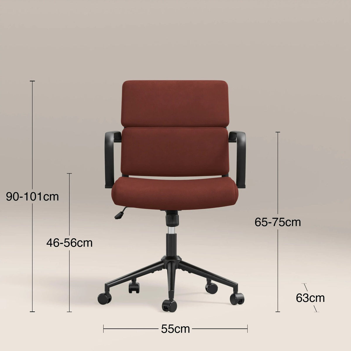 Mae Office Chair | Rust Red Sustainable Velvet & Black – Laura Ashley